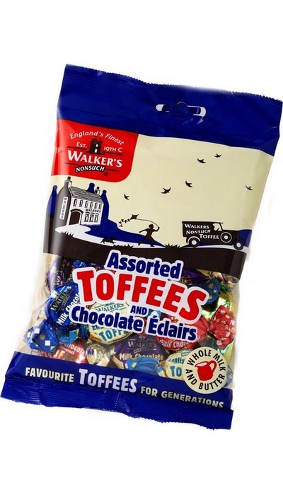 Walkers Nonsuch English Assorted Toffees and Chocolate Eclairs Bag 150 G