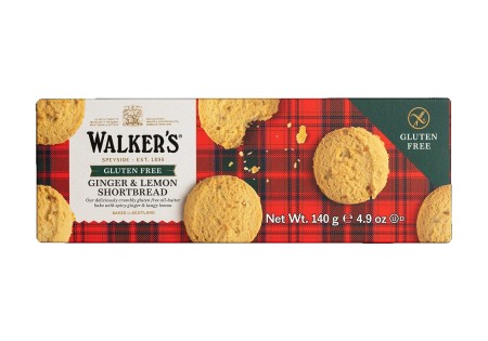 Walkers Gluten Free Ginger and Lemon Shortbread 4.9 oz. 140g